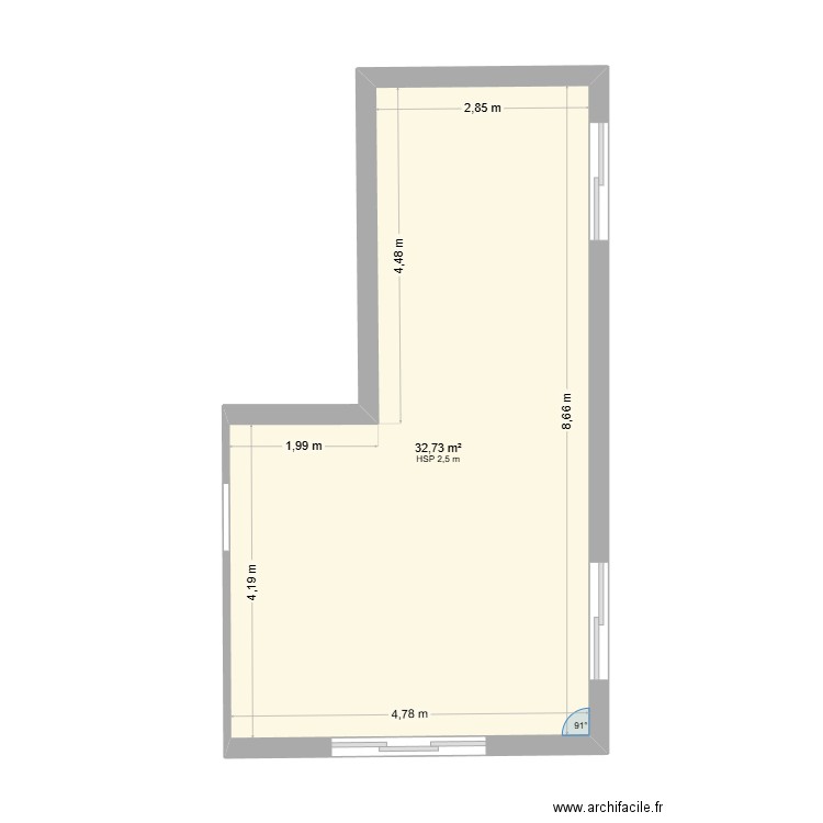 maison. Plan de 1 pièce et 33 m2