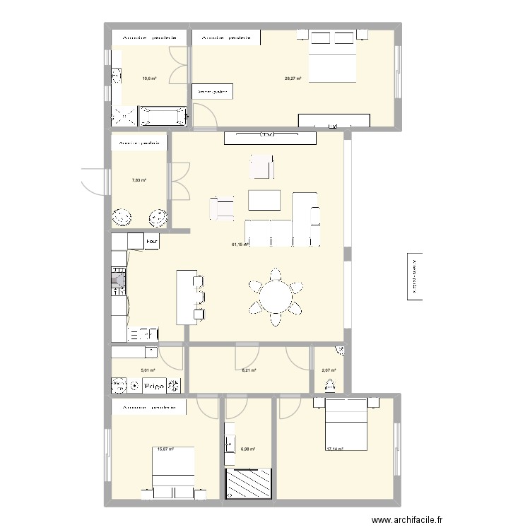 Camer. Plan de 10 pièces et 163 m2