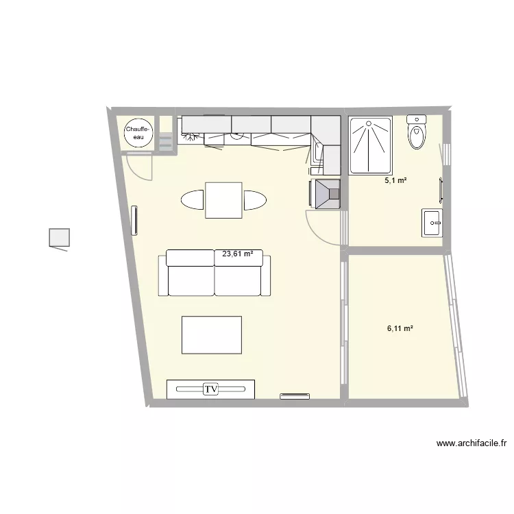 studio sebastopol 21. Plan de 3  et 35 m²