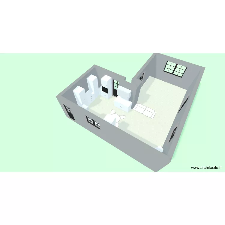 cuisine. Plan de 1  et 44 m²