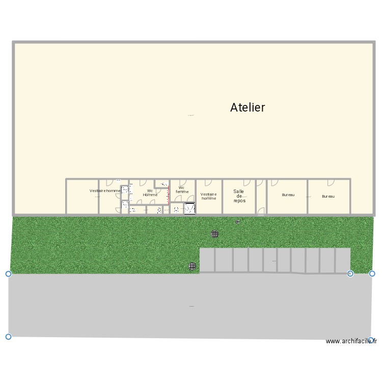 Service. Plan de 11 pièces et 914 m2