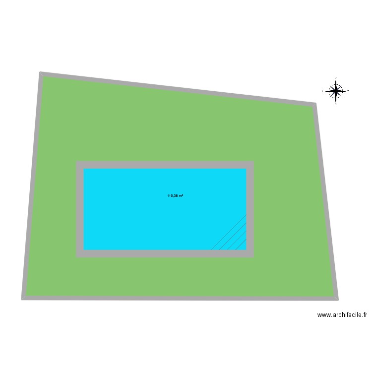 Piscine. Plan de 1 pièce et 110 m2