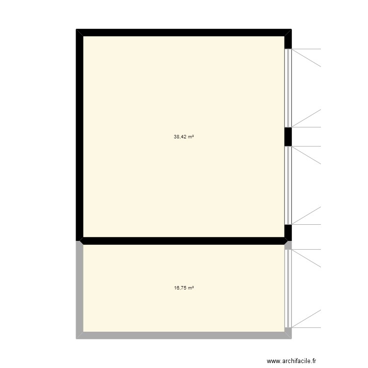 Garage triple. Plan de 2 pièces et 55 m2