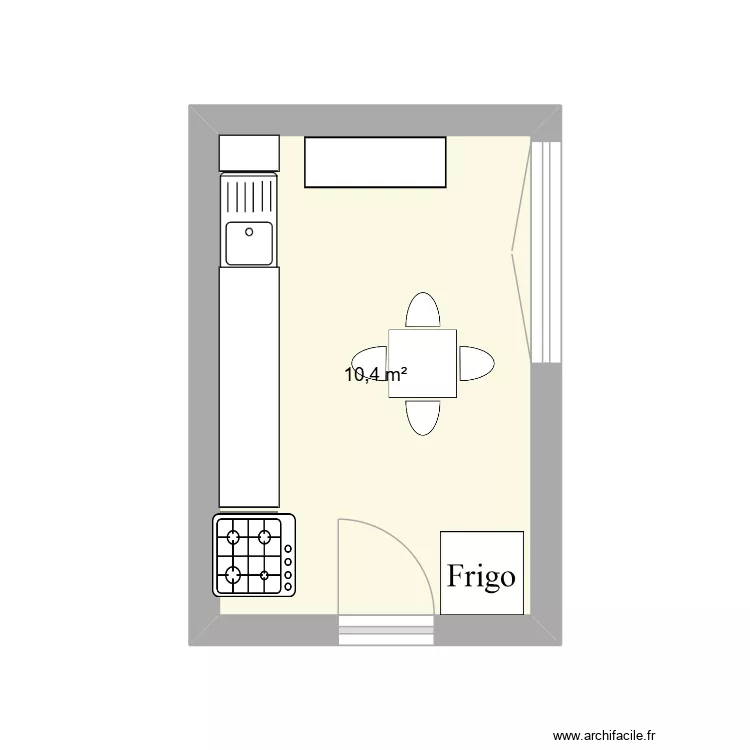Cuisine. Plan de 1  et 10 m²