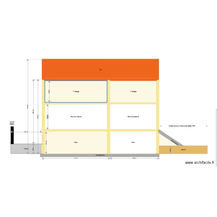 plan coupe. Plan de 14 pièces et 152 m2