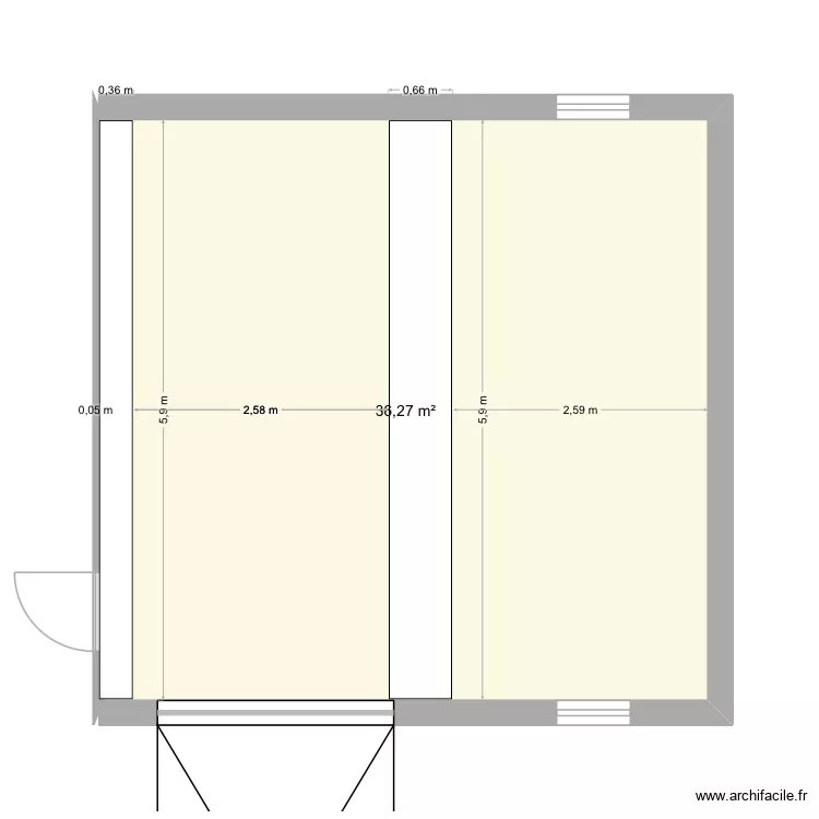 Projet simulateur. Plan de 1 Pièce et 36 m² Projet simulateur. Plan de 1 Pièce et 36 m²