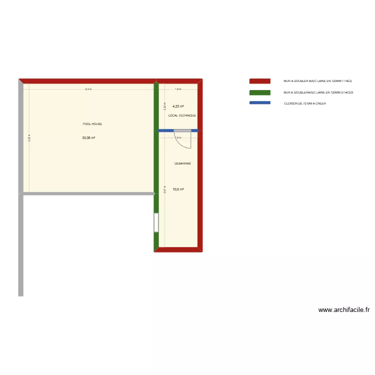 POOL HOUSE THOMAS. Plan de 3  et 48 m²