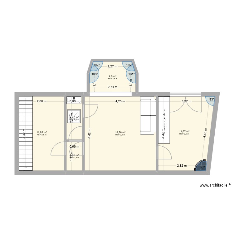 GAGNY - RDC. Plan de 6 pièces et 53 m2