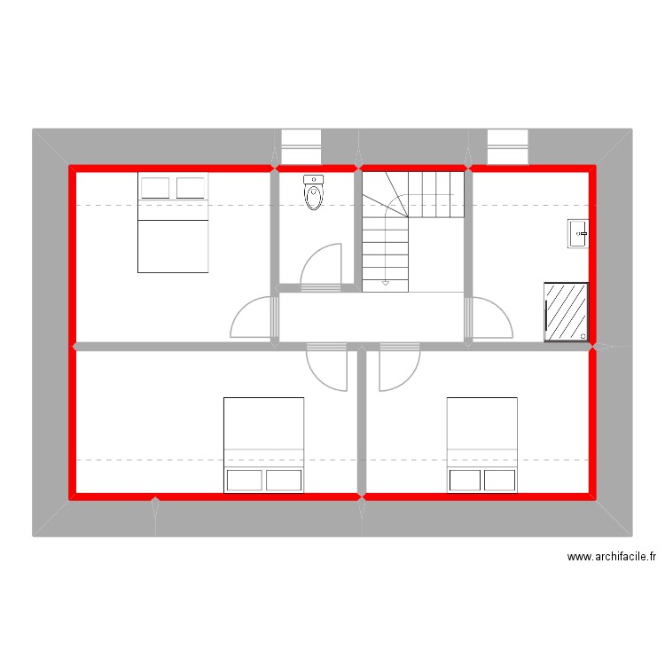 Océane et Gwen Etage projet 4. Plan de 12 pièces et 61 m2