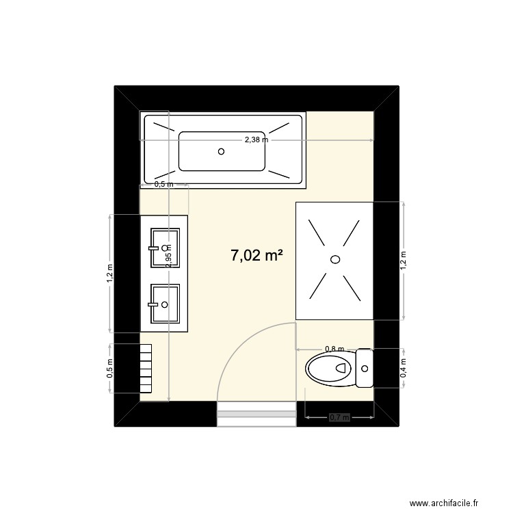salle de bain baisy thy. Plan de 1 pièce et 7 m2
