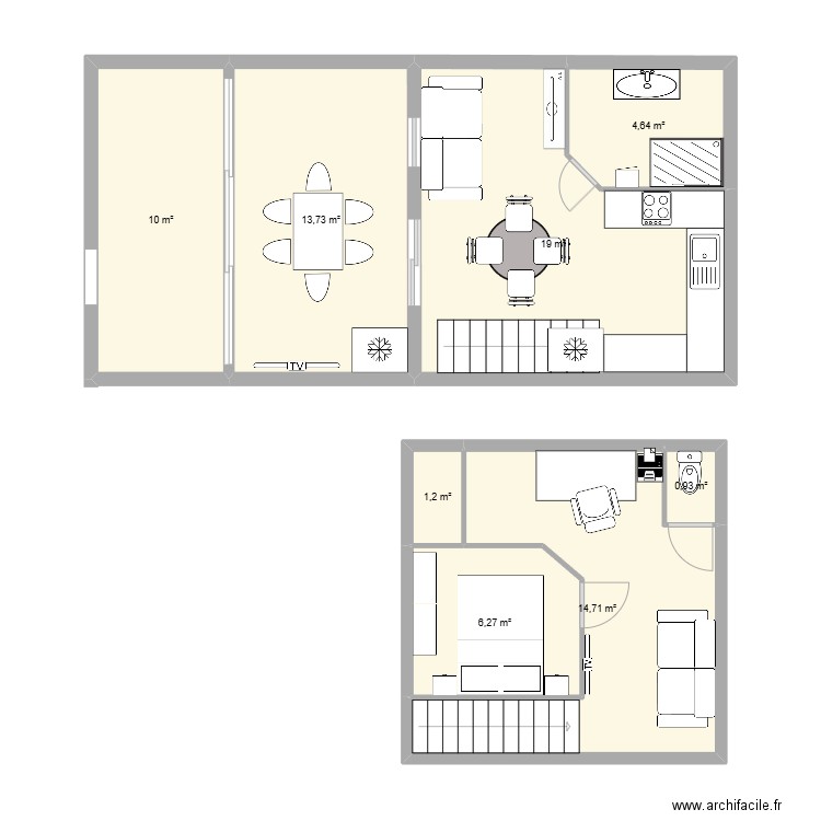 leucate. Plan de 8 pièces et 70 m2
