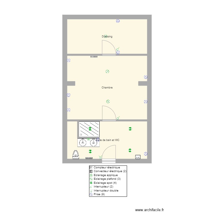 saint jean au bois. Plan de 3 pièces et 37 m2