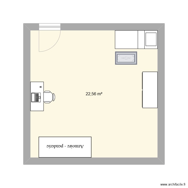 Chambre de shaleena lol. Plan de 1 pièce et 23 m2