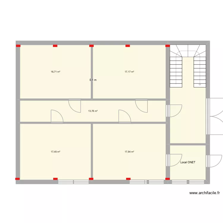 Batiment E RDC. Plan de 16  et 192 m²