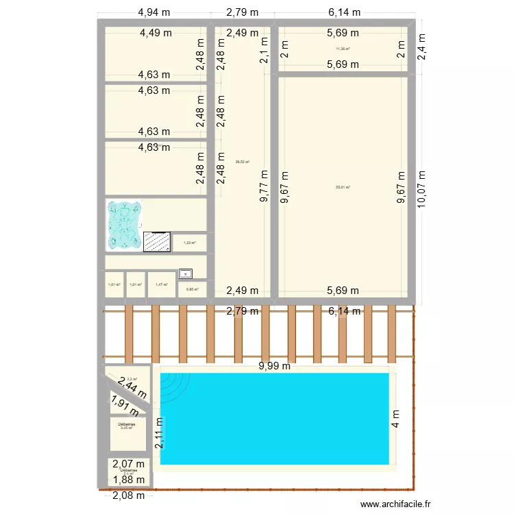 rez-de-chaussée centre. Plan de 12 et 155 m² rez-de-chaussée centre. Plan de 12 et 155 m²