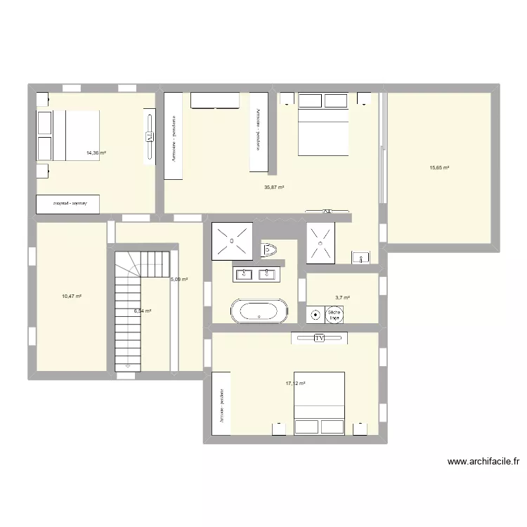 Hanzinne haut. Plan de 8  et 109 m²