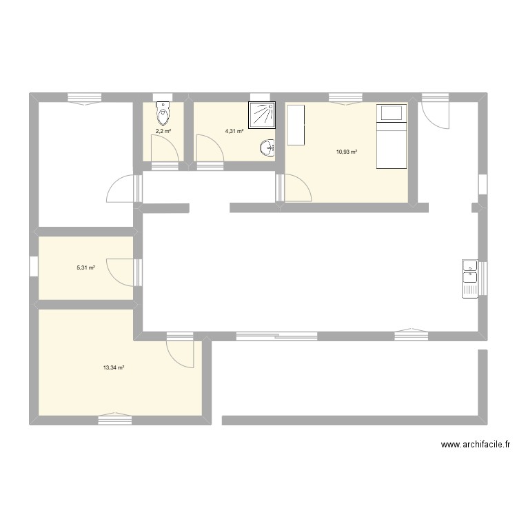 Projet Maison 2. Plan de 5 pièces et 36 m2