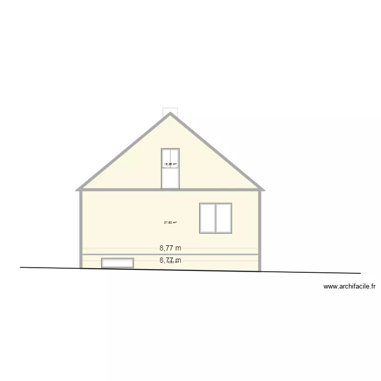 Facade Est. Plan de 3  et 51 m²