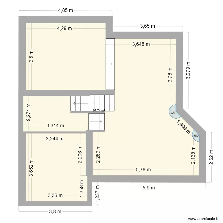 BEGMEIL. Plan de 1  et 68 m²
