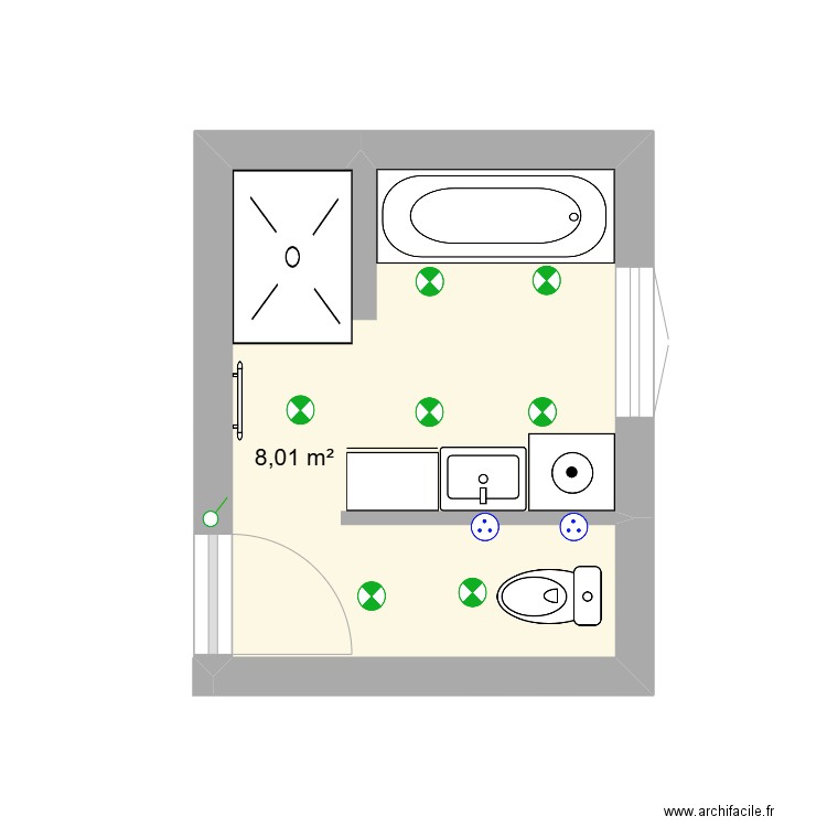 SDB COUPELLE 2. Plan de 1 pièce et 8 m2