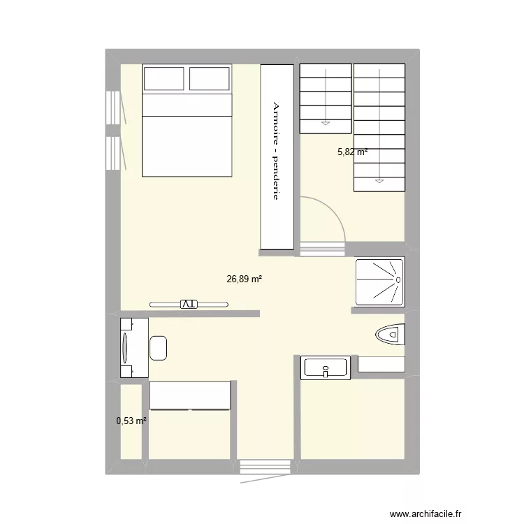 plkan 2. Plan de 3  et 33 m²