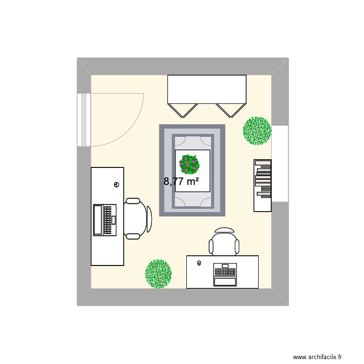 bureau Lubiana. Plan de 1 pièce et 9 m2