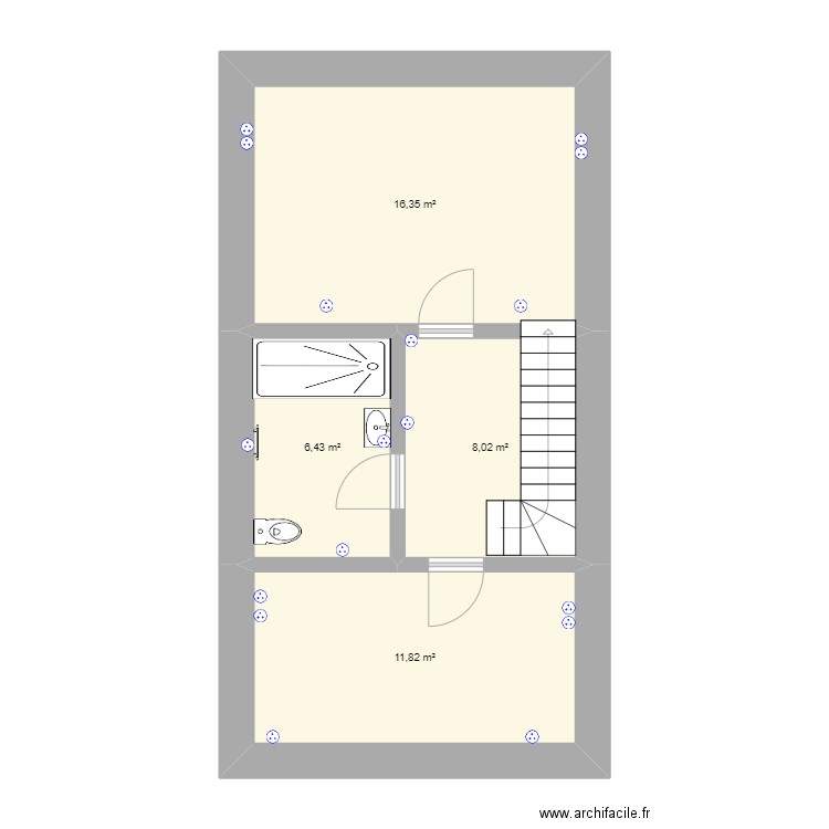 niveau 2. Plan de 4 pièces et 43 m2