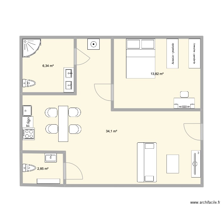 PLAN 3. Plan de 4 pièces et 57 m2