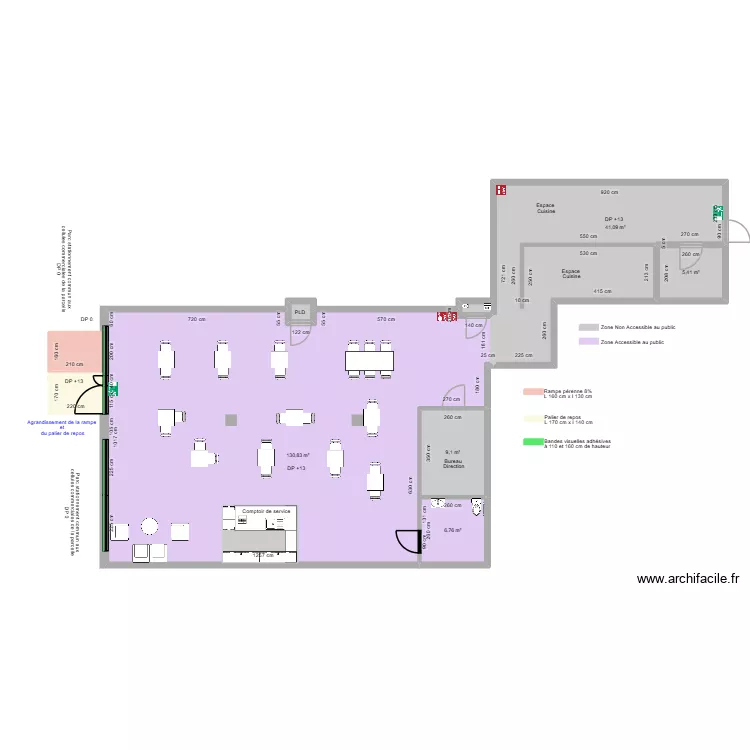 BISTROT SARLAT APR&Egrave;S AM&Eacute;NAGEMENTS. Plan de 