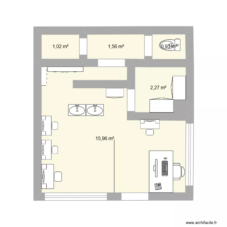 salon maely. Plan de 5  et 22 m²