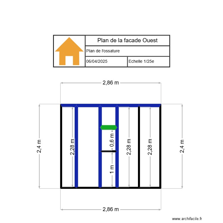 Abris de jardin face ouest. Plan de 7 pièces et 6 m2
