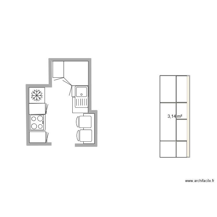 Uccle. Plan de 1 pièce et 3 m2