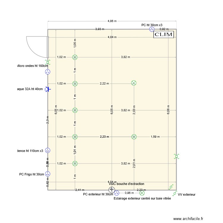 perrine. Plan de 1 pièce et 29 m2