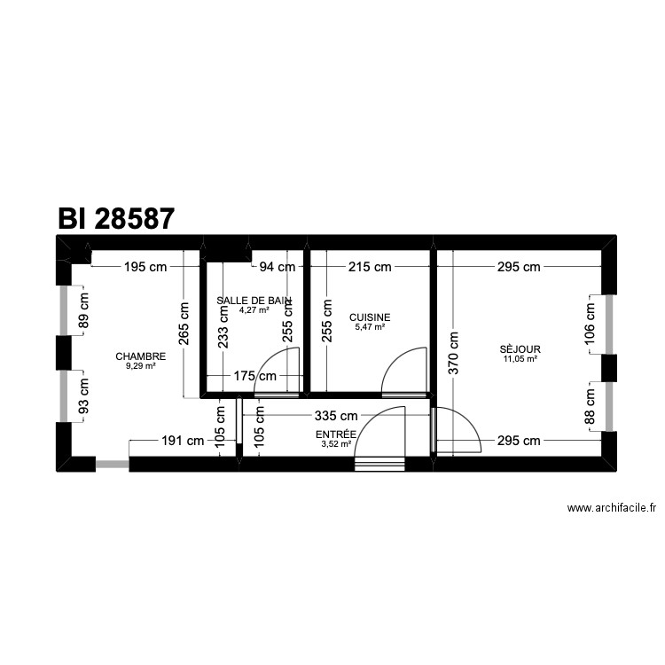 BI 28593. Plan de 7 pièces et 34 m2