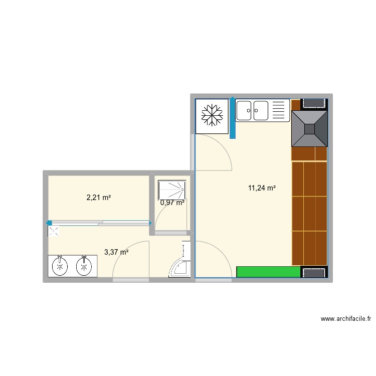 MaisonAADL. Plan de 4 pièces et 18 m2