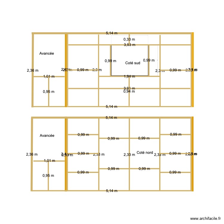 cabanon facade sud et nord. Plan de 0 pièce et 0 m2