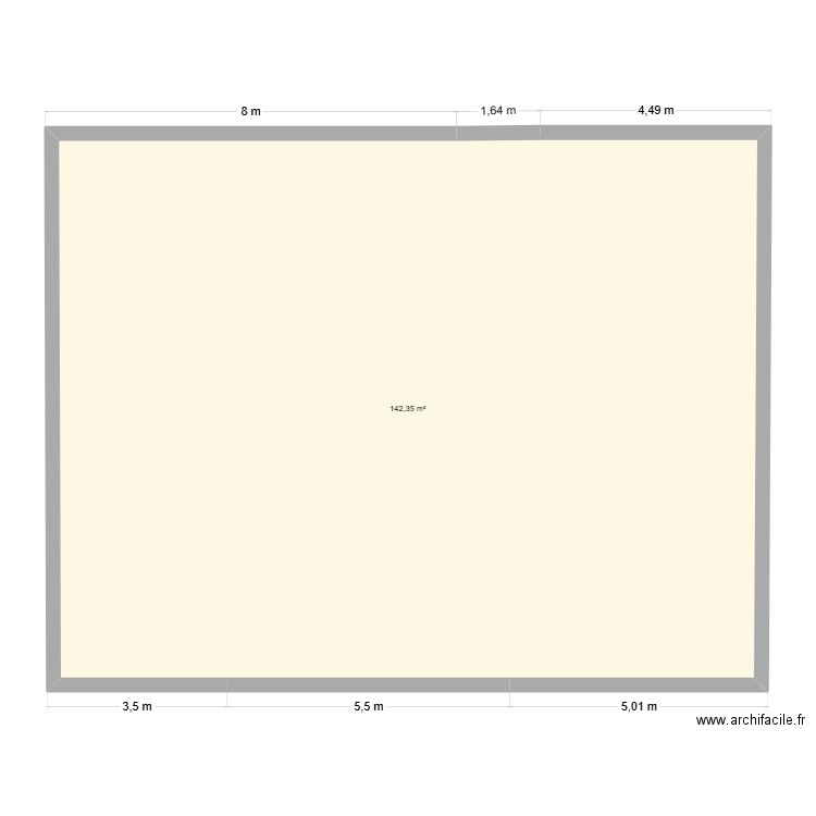 plan architectural côté. Plan de 1 pièce et 142 m2