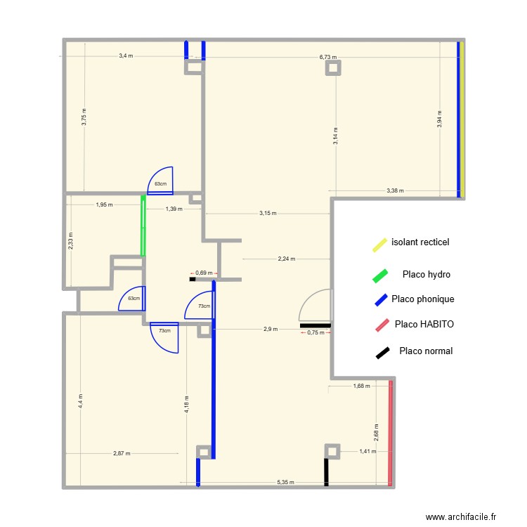 GALL PLAN MACONNERIE. Plan de 9 pièces et 91 m2