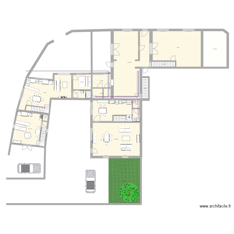 maison mamie bureau 6.0. Plan de 30 pièces et 448 m2