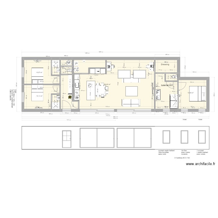 PROJET CAILLE - AMENAGEMENT INTERIEUR PLAN D. Plan de 6 pièces et 49 m2