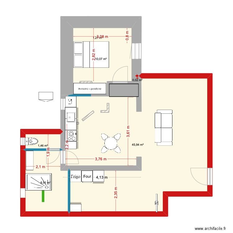 a casuccia 2. Plan de 7 pièces et 47 m2