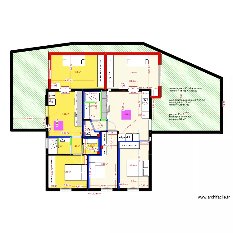 1er &eacute;tage g&icirc;tes salon dans extension bis. Plan de 