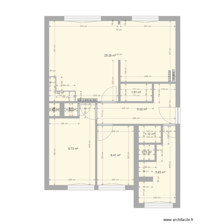 COUBERTIN 55m². Plan de 11 pièces et 59 m2