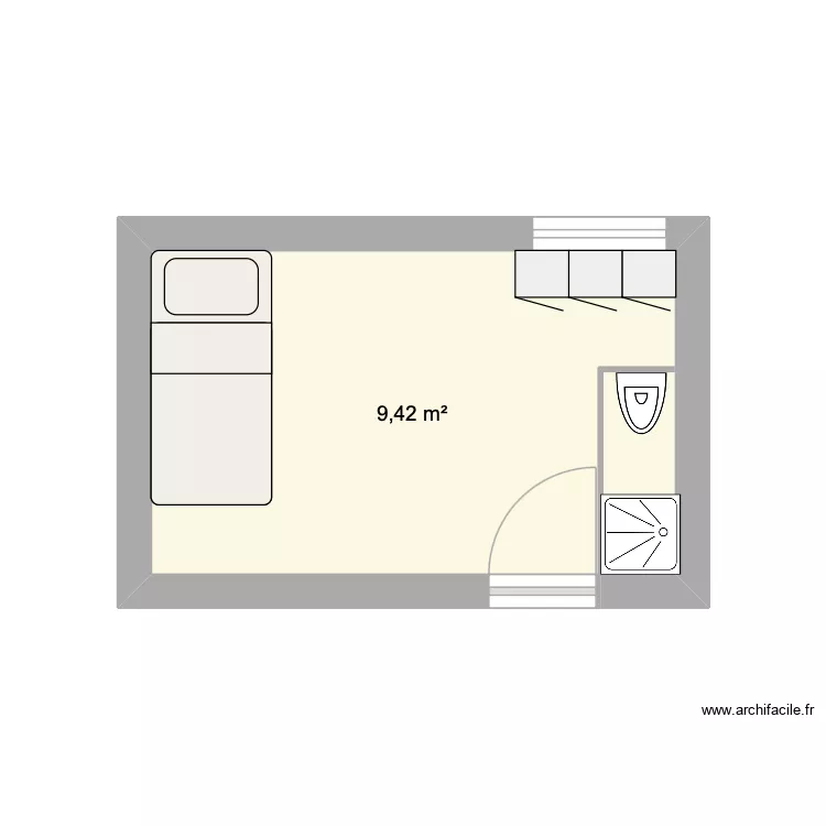 133 Zola. Plan de 1 Pièce et 9 m² 133 Zola. Plan de 1 Pièce et 9 m²
