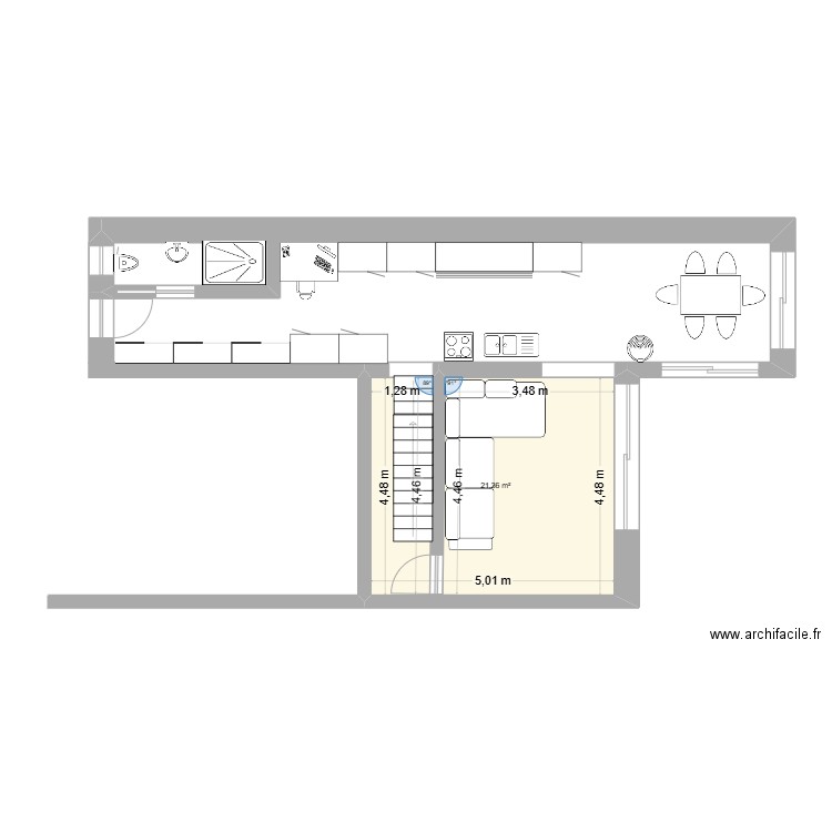 test 1. Plan de 1 pièce et 21 m2