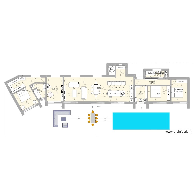 Bordeira 2 X1. Plan de 10 pièces et 136 m2