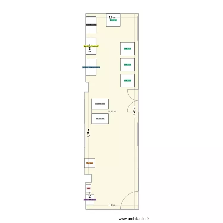 Local poubelle extension Am&eacute;nagement 2. Plan de 1 Pièce et 57 m²