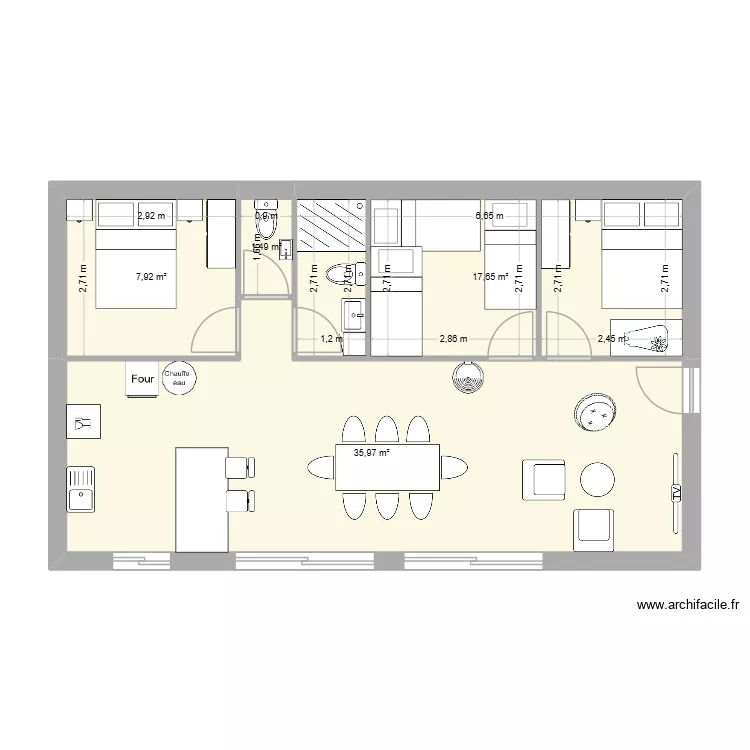 SPQ V1. Plan de 4  et 63 m²