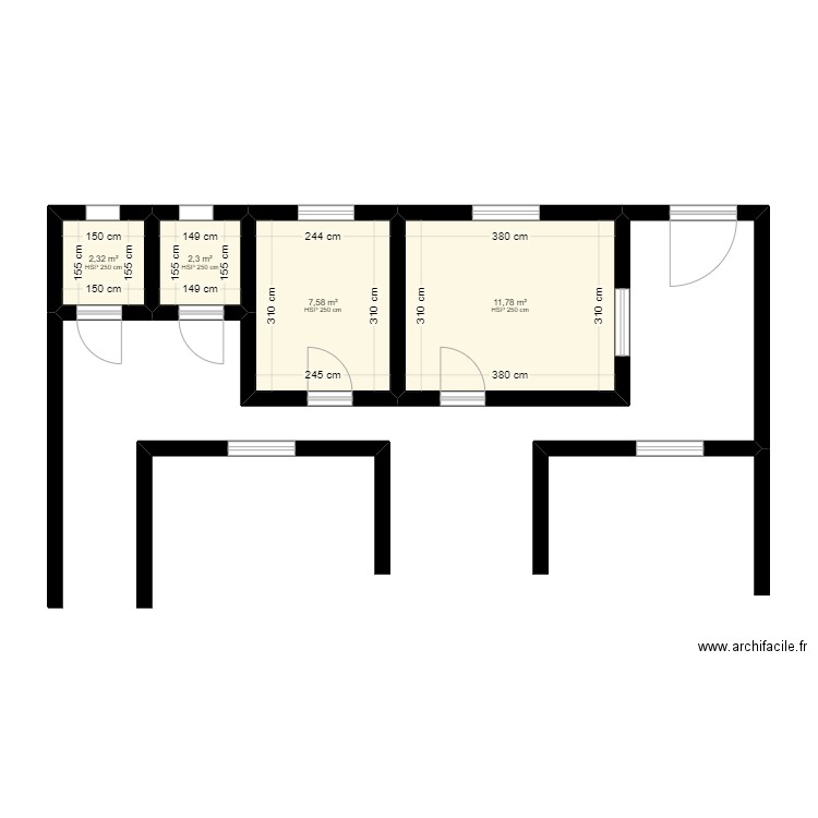 Modou Nassi. Plan de 4 pièces et 24 m2