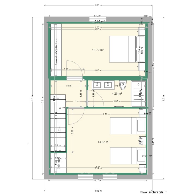 colin3. Plan de 7 pièces et 37 m2